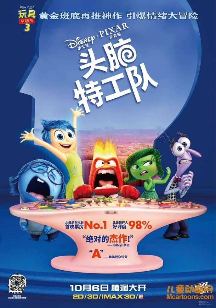 迪士尼动画电影《头脑特工队 Inside Out 2015》国英双语中英双字 720P/MP4/1.9G 动画片头脑特工队下载-儿童动画网