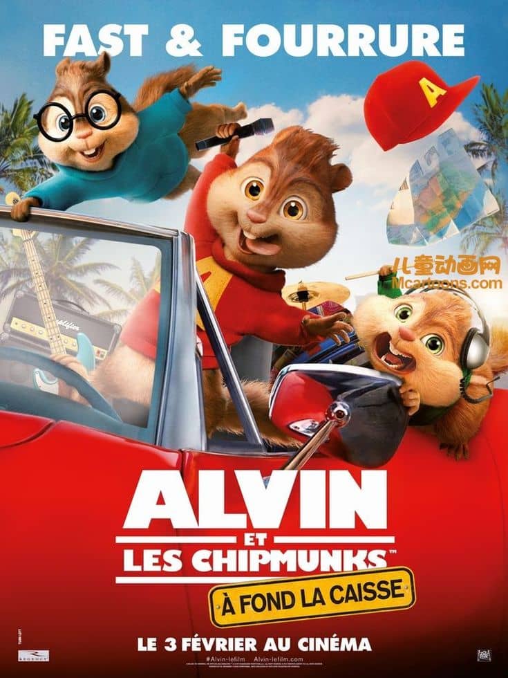 美国动画电影《鼠来宝4:萌在囧途 Alvin and the Chipmunks: The Road Chip 2015》英语中英双字 720P/MP4/1.86G 动画片艺高鼠胆大下载-儿童动画网